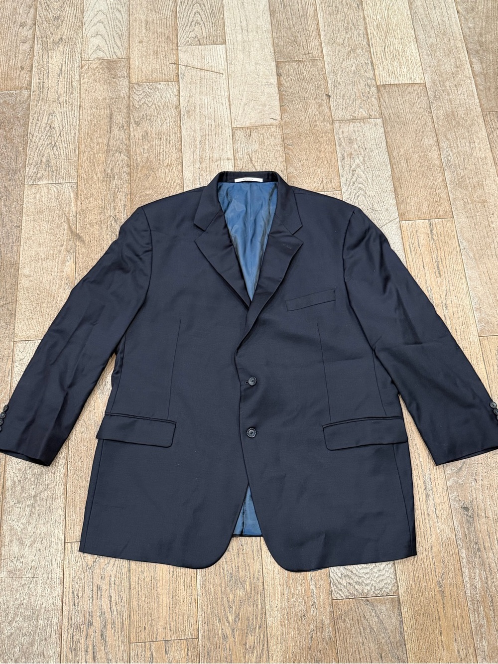 Vintage Hickey Freeman 100% Worsted Wool Blazer Jacket Navy Blue 50R USA Made